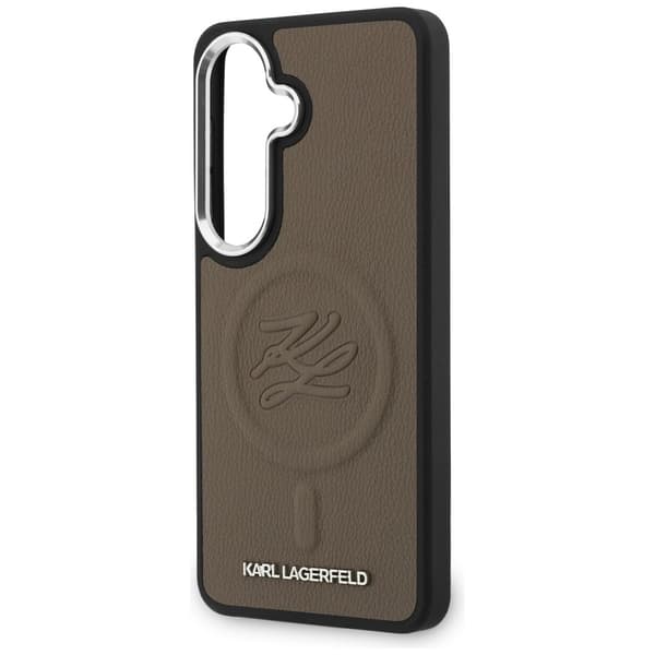 Karl Lagerfeld MagSafe-etui med prægede initialer og ring til Samsung Galaxy S26+, brun