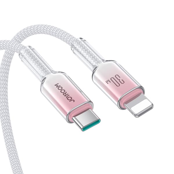 Crystal-Clear Series 30W USB-C til iPhone Lightning-kabel 1,2m - Hvid