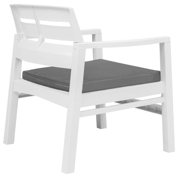 vidaXL 3-delat trädgårdsmöbelset, plast, vit