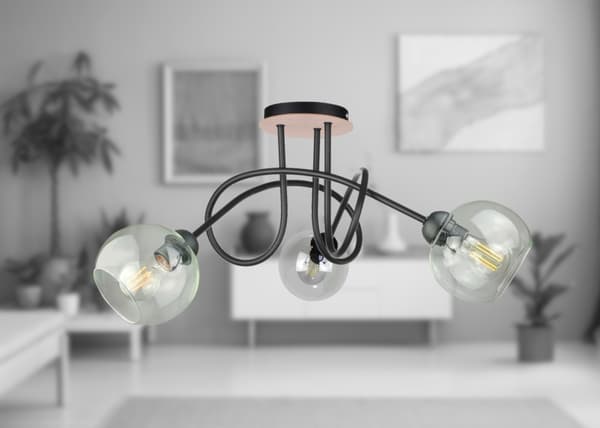 Loftlampe 3xE27 EVIE SORT/TRÆ