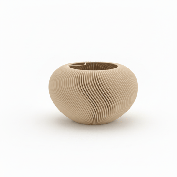 Klassisk rund beige urtepotte til planter