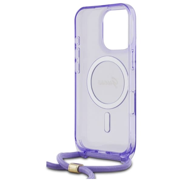 Guess Crossbody Cord Script MagSafe-etui til iPhone 16 Pro Max, lilla