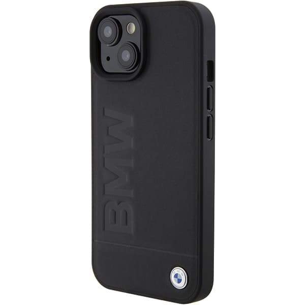BMW Læderetui med Hot Stamp til iPhone 15 Plus, Sort