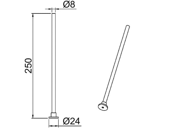 Matsort ophæng, højde 25 cm, til 2-fasede DUOLINE samleskinner