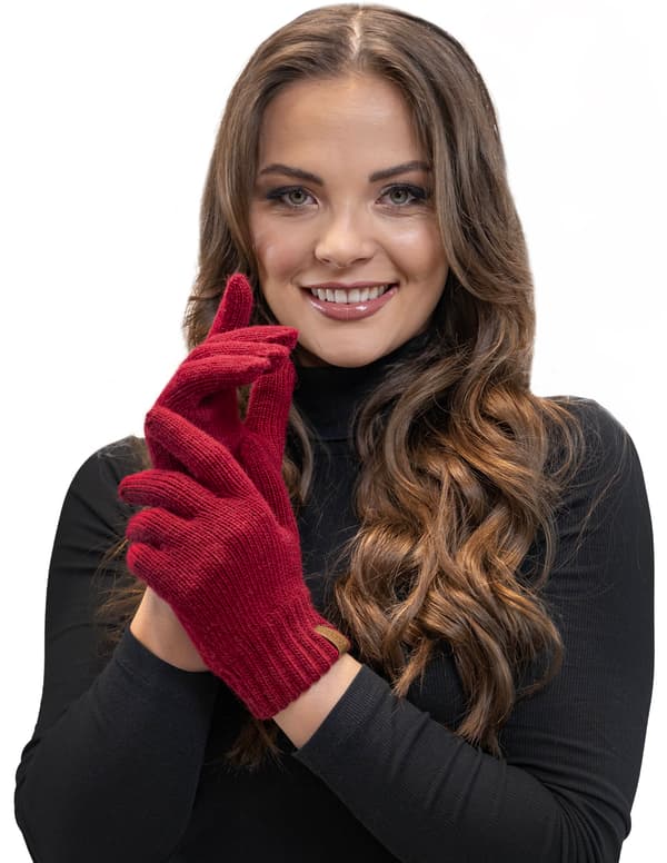 Vivisence 7014R Vinröda UNI Stickade Handskar
