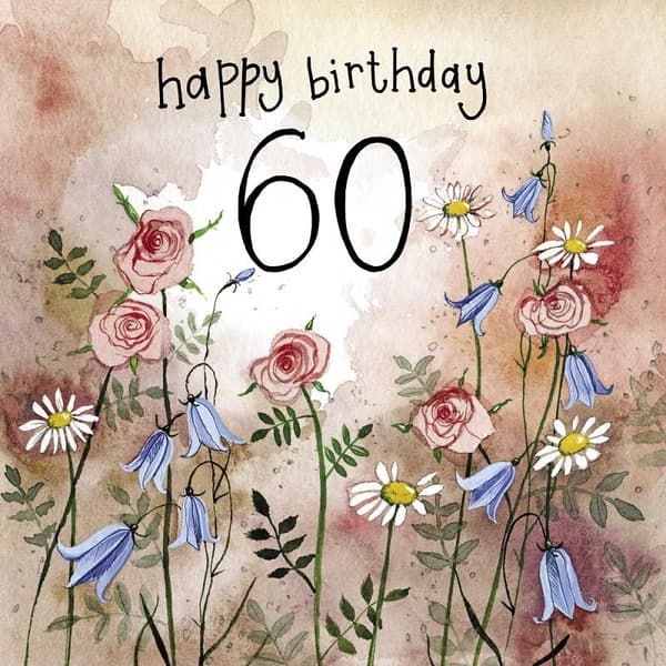 Födelsedagskort 60 S431 Blommor