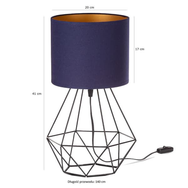 Tornado ASB lampe, marineblå og guld