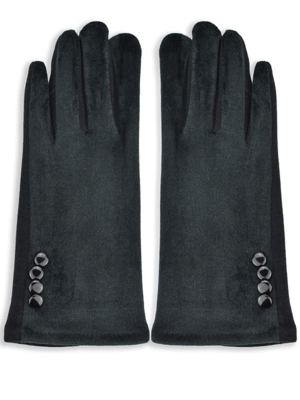 DAM VINTERHANDSKAR ELEGANTA MED KNAPPAR svarta 24 cm V030C