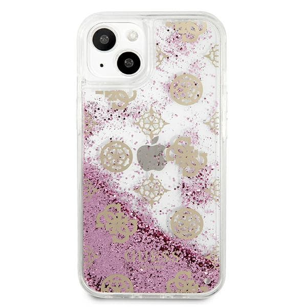Guess Peony Liquid Glitter-cover til iPhone 13 mini, lyserød