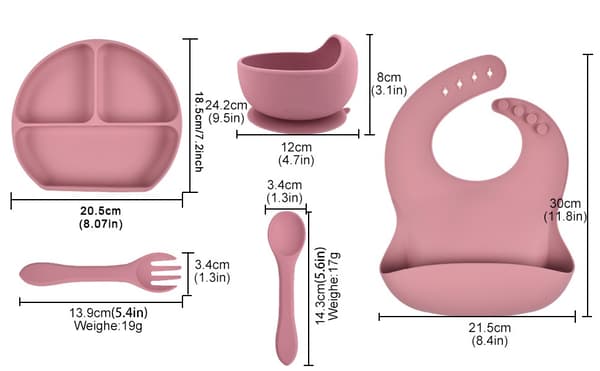Silikonskålar för barn rosa set