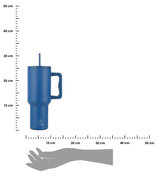 Denimblå termosmugg med sugrör 1200 ml