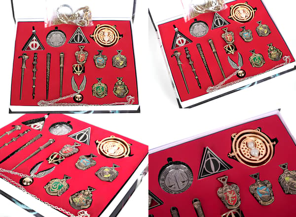 Harry Potter tilbehørssæt: tryllestave, medaljoner og vedhæng