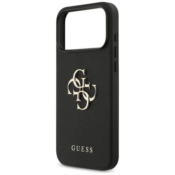 Guess Grained Big 4G & Classic Logo cover til iPhone 17 Pro Max, sort