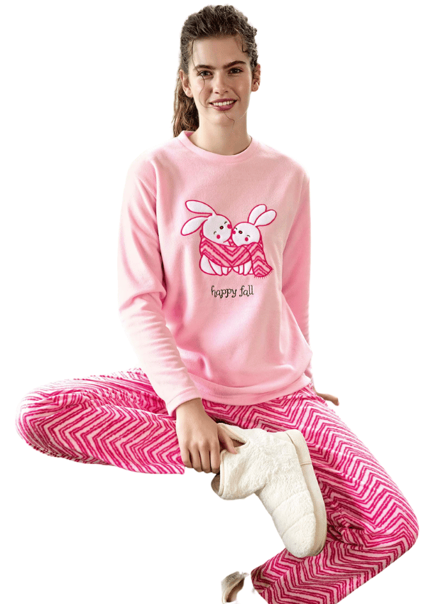 Tyk fleecepyjamas til kvinder, varm, vinter, XL