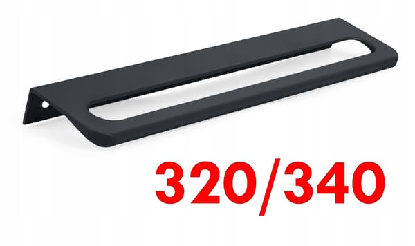 Møbelgreb med sort kant, 320/340 mm, let og holdbart til skabe UA08