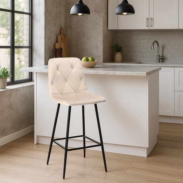 KINGSTON beige fløjlsbarstol