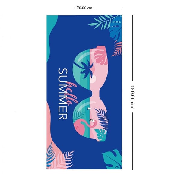 Rektangulär blå strandhandduk HELLO SUMMER 150x70 REC54WZ9