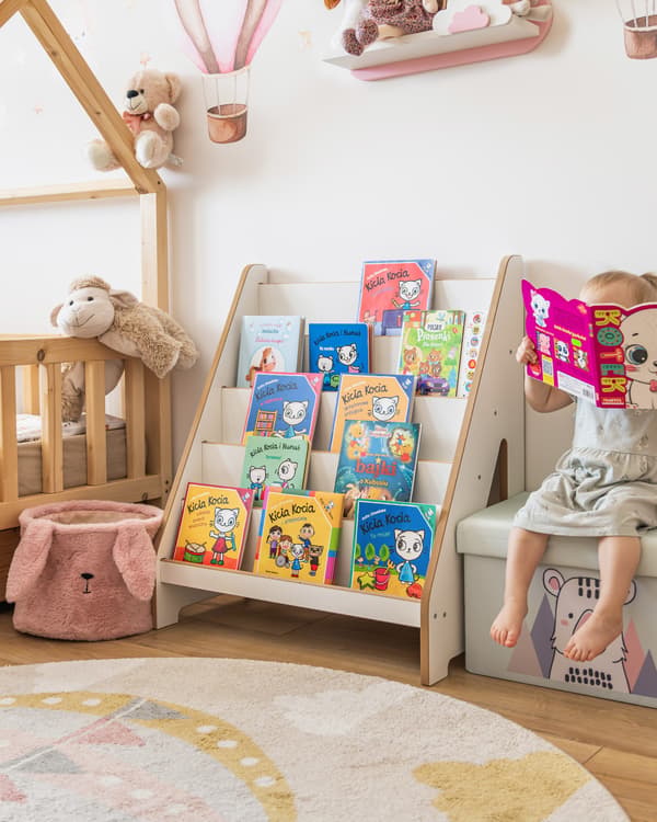 Montessori barnbokhylla Maxi vit