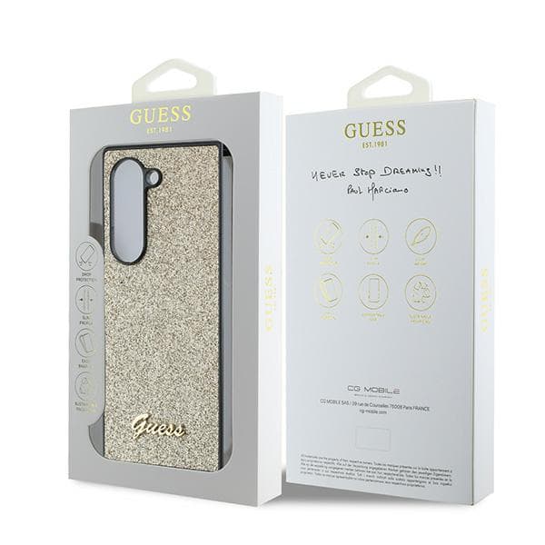Guess 4G Glitter Script-cover til Galaxy Z Fold6, guld
