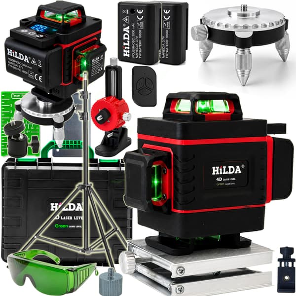 360° PLANLASERNIVÅ HILDA 4D KRYSSLASERSTATIV 200 CM