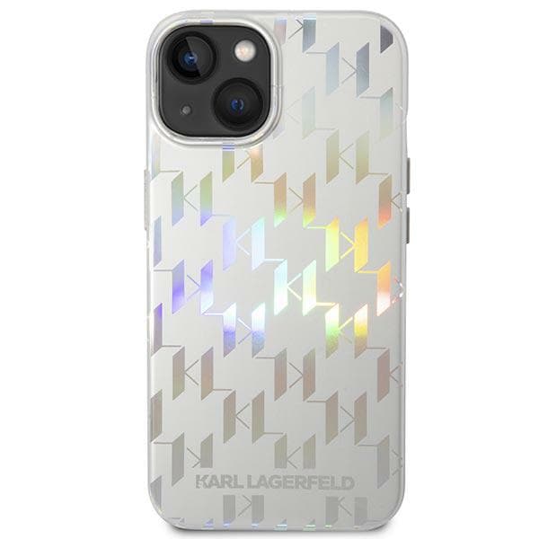 Karl Lagerfeld Monogram Iridescent-cover til iPhone 14 Plus, sølv