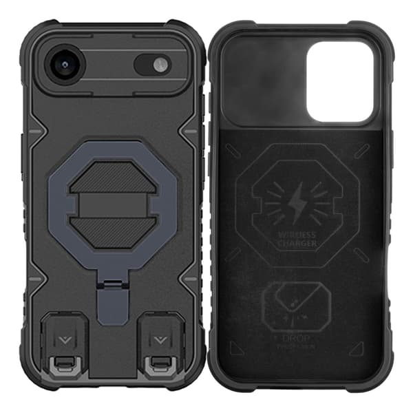 iPhone Air Armor-skal, MagSafe-resistent, med stativ, svart