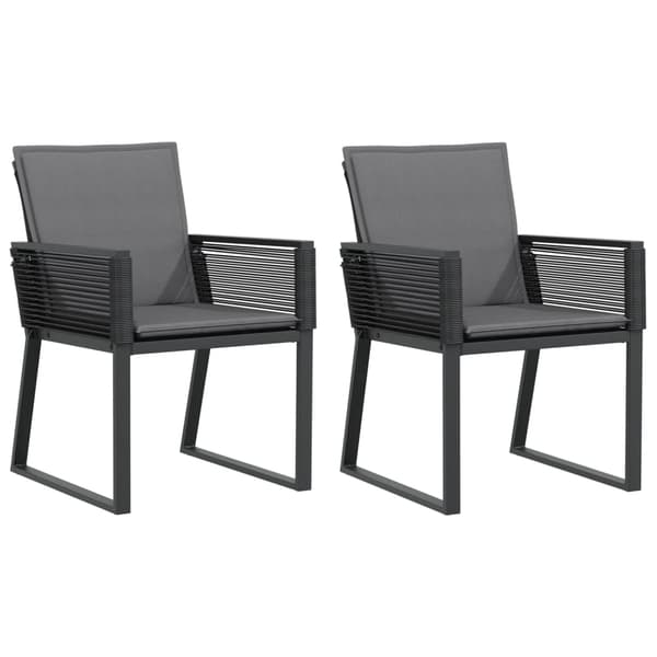 vidaXL havestole med hynder, sæt med 2, sort, polyrattan