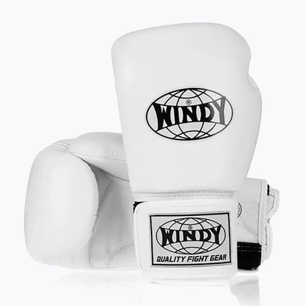 Windy Classic Boksehandsker i Ægte Læder, Hvide 16OZ