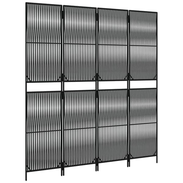 vidaXL 4-panelsskärm, svart, polyrotting