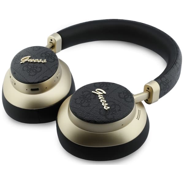 Guess Bluetooth ENC 4G Gold Script Metal Black Over-Ear-hörlurar