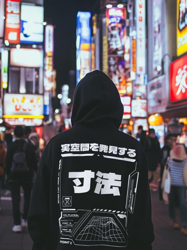 Techwear Oversize Point X Board -huppari, musta XL