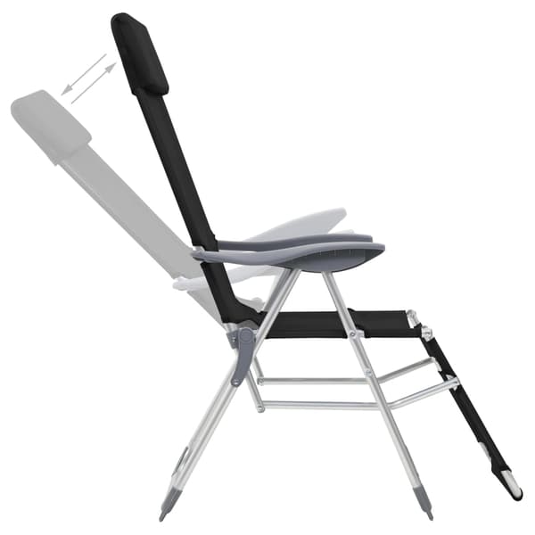 vidaXL foldbare campingstole med fodstøtter, sæt med 2, sort