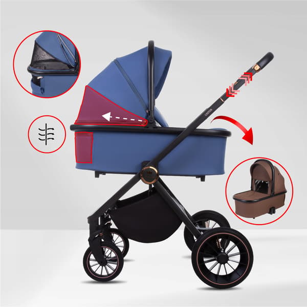 BabyLux CASTOR 2-i-1 klapvogn, gondol, let, foldbart sæt