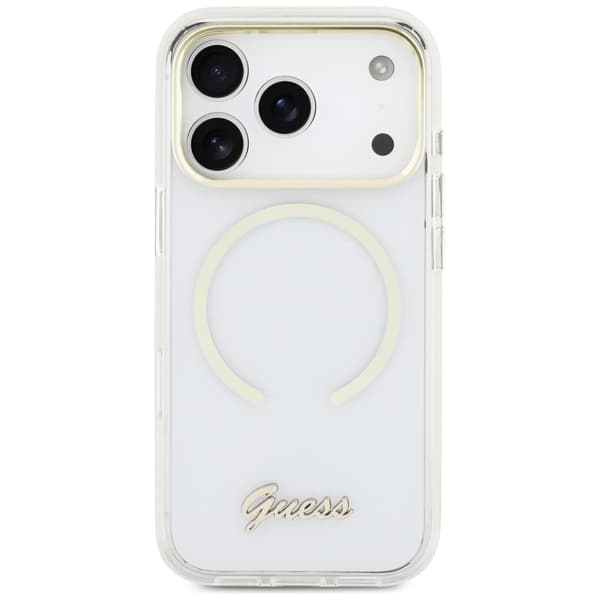 Guess IML Script Metal MagSafe-etui til iPhone 17 Pro – klart