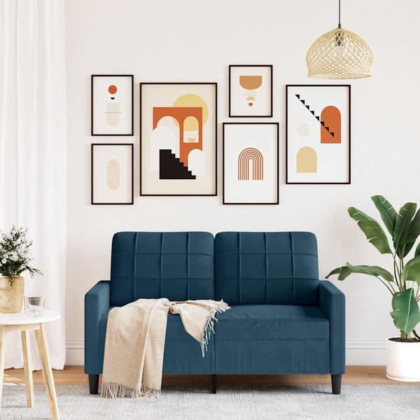 vidaXL 2-sitssoffa blå 120 cm klädd i sammet