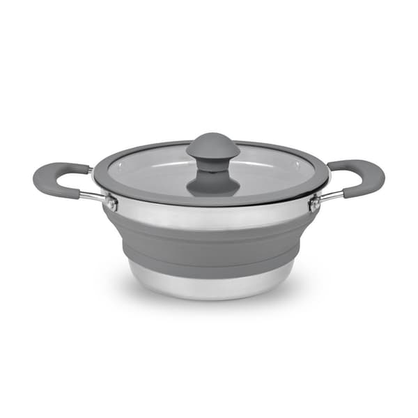 PLATINET SILIKONE FOLDBAR CAMPINGKOGEGRYDE 1,5 L GRÅ [46297]