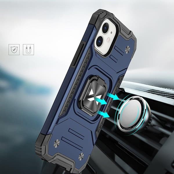 Armeret cover til iPhone 14 Plus magnetisk holder Ring Armor blå