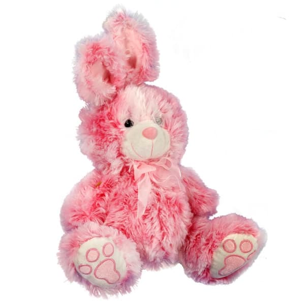 Stor plyschpåskehare 36 cm rosa med stabil stående position