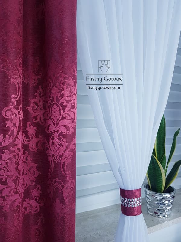 Gardin med draperier - vinrött set