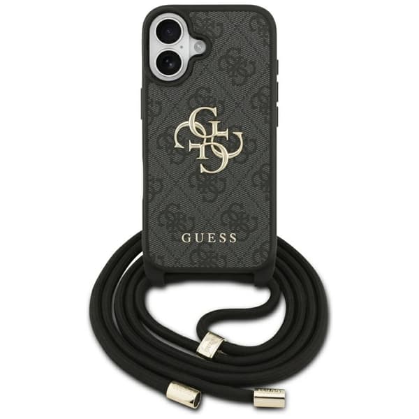 Guess 4G Stort Logo Snorrem Crossbody-etui til iPhone 17 Sort