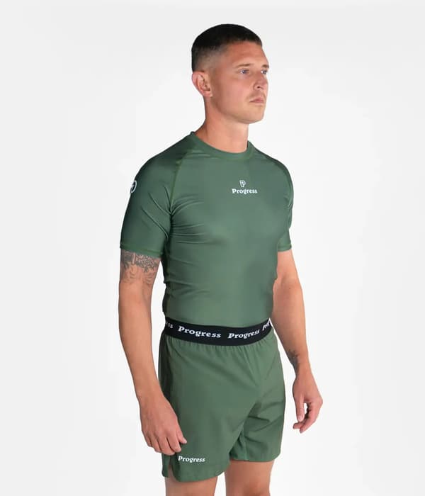 Progress Herr Kortärmad Rashguard Academy Khaki M