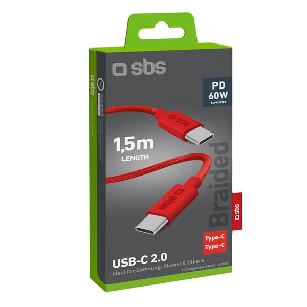 USB-C 60W Punottu Kaapeli 1.5m - Punainen