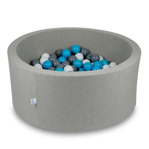 Tør pool 90x40cm lysegrå med 300 bolde: blå, hvid, grå
