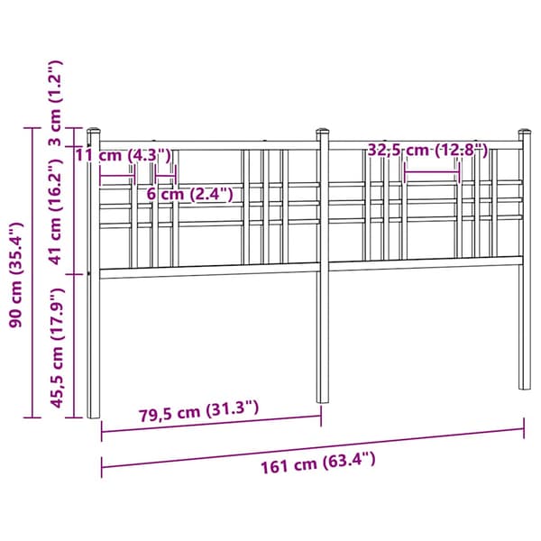 vidaXL metalsengegavl sort 160 cm