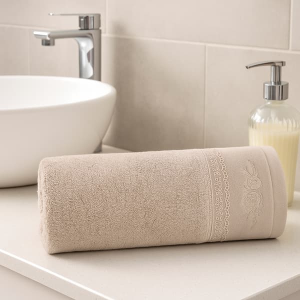 Sisi handduk med spets 30x50 cm beige