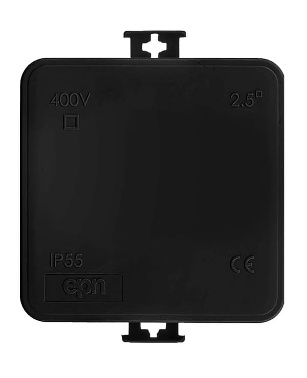 Påbygningsdåse E7 75x75x39 - 7 membraner, sort, IP55