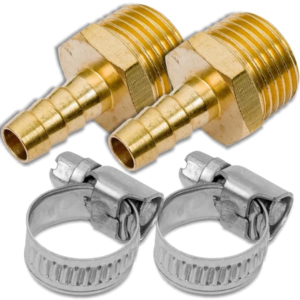 ROCKFORCE PNEUMATIC-forbindelse, 1/2" UDVENDIGT gevind, SILDEBENS 8mm, 2 STK. + klemmer