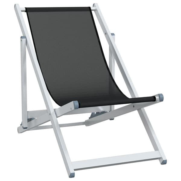 vidaXL foldbare strandstole, sæt med 2, sort, aluminium og textilene