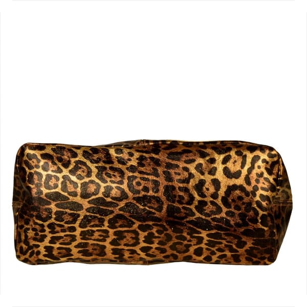 Läderväska, leopardmönster, metallic brun, koppar