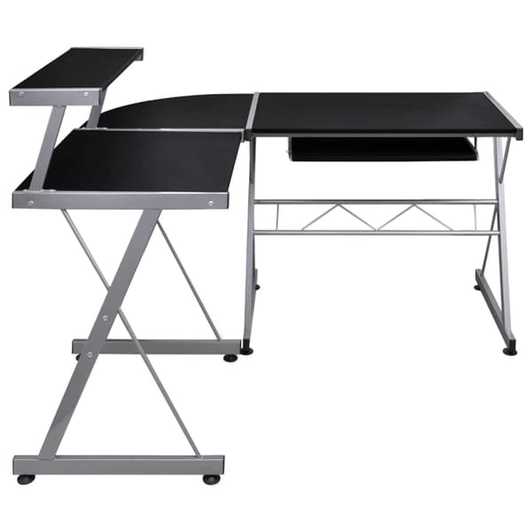vidaXL hjørnecomputerbord, sort, 132x112x99 cm